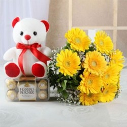 Flowers Teddy and chocolate